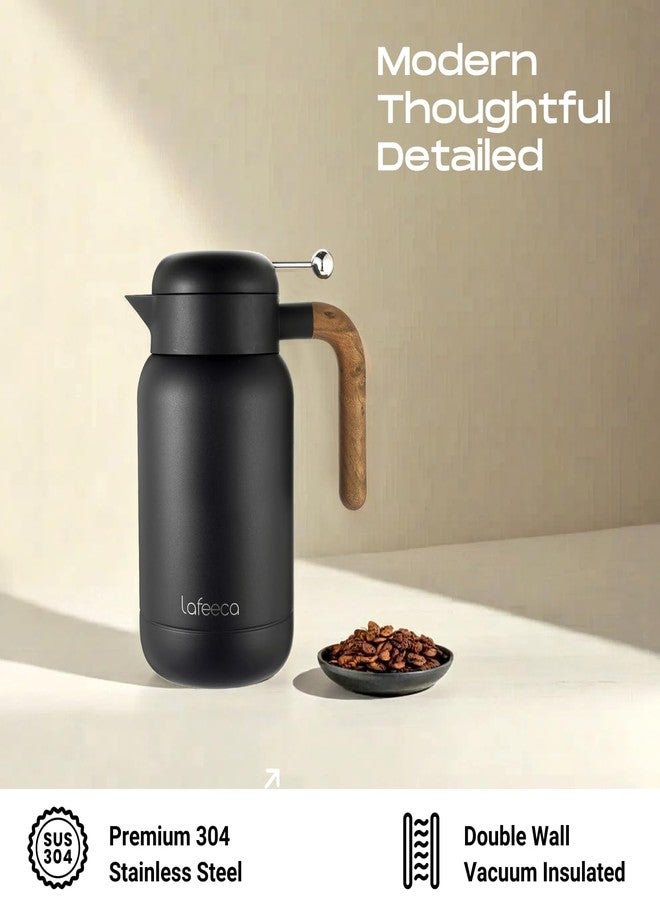 LAFEECA Aura Thermal Coffee Carafe - Vacuum Insulated Stainless Steel Tea Pot & Water Pitcher, Keeps Drinks Hot or Cold, BPA-Free, Beverage Dispenser Thermos - 51 oz Black - Image 3